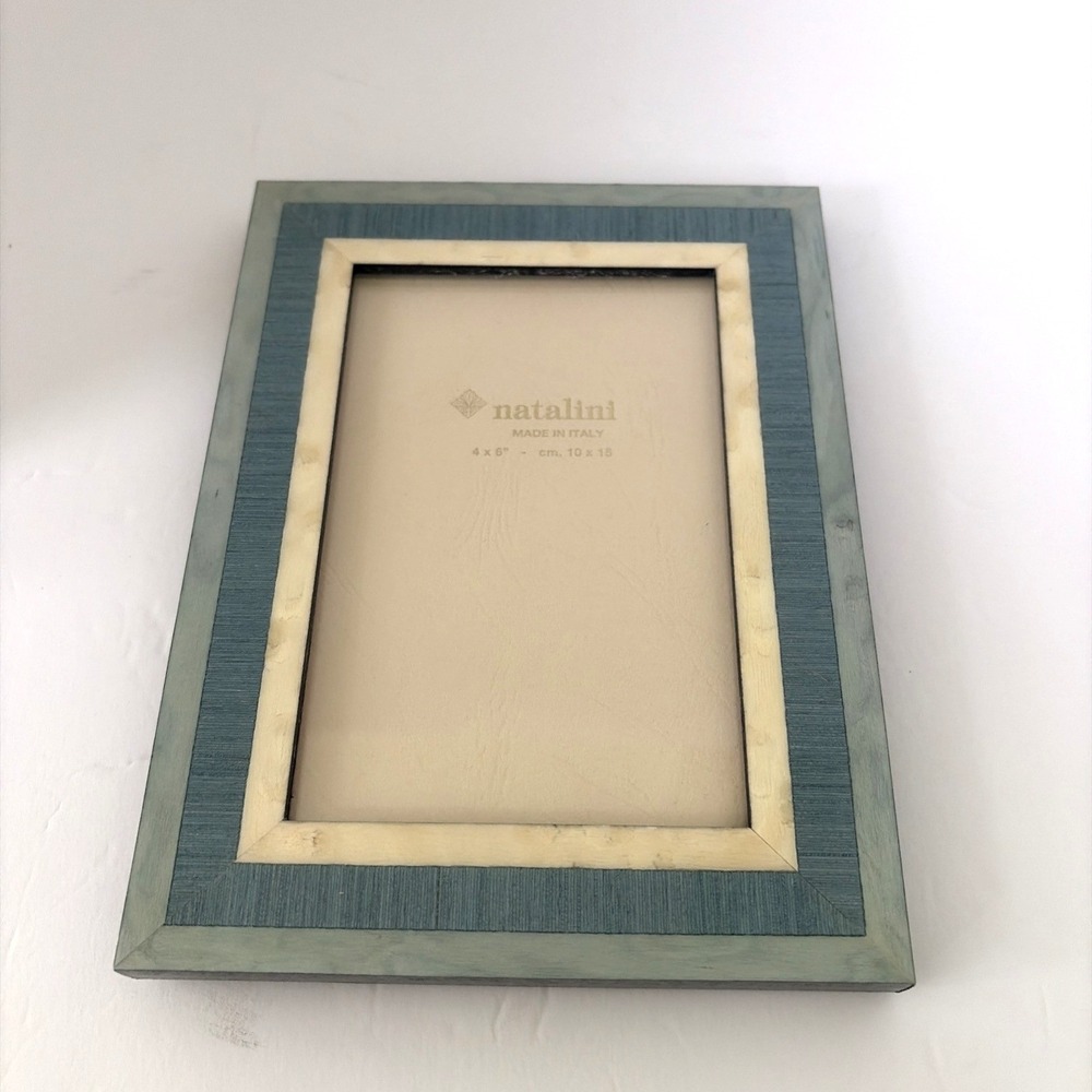 Natalini Marquetry Style Picture Frame 4x6 Photograph Pearl Sage Green Italy